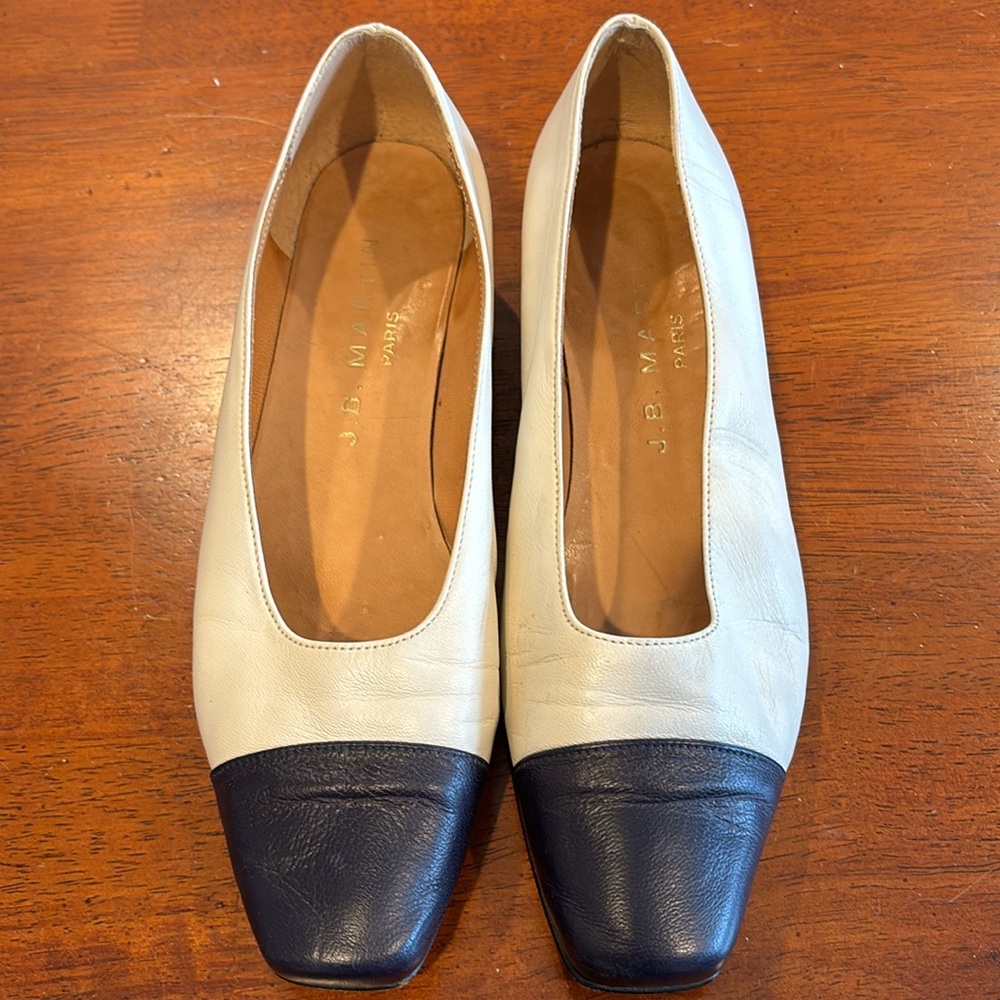Vintage 90s women pumps Channel style Paris - leather 7 US made in France
